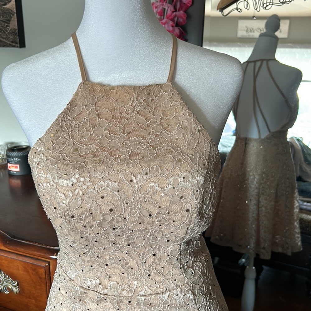 Halter Sequence Dress Backless With A Zipper - image 2